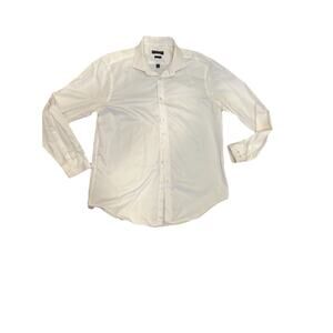Calvin Klein Shirt Men's 34-35 Slim Fit Button Down White Long Sleeve